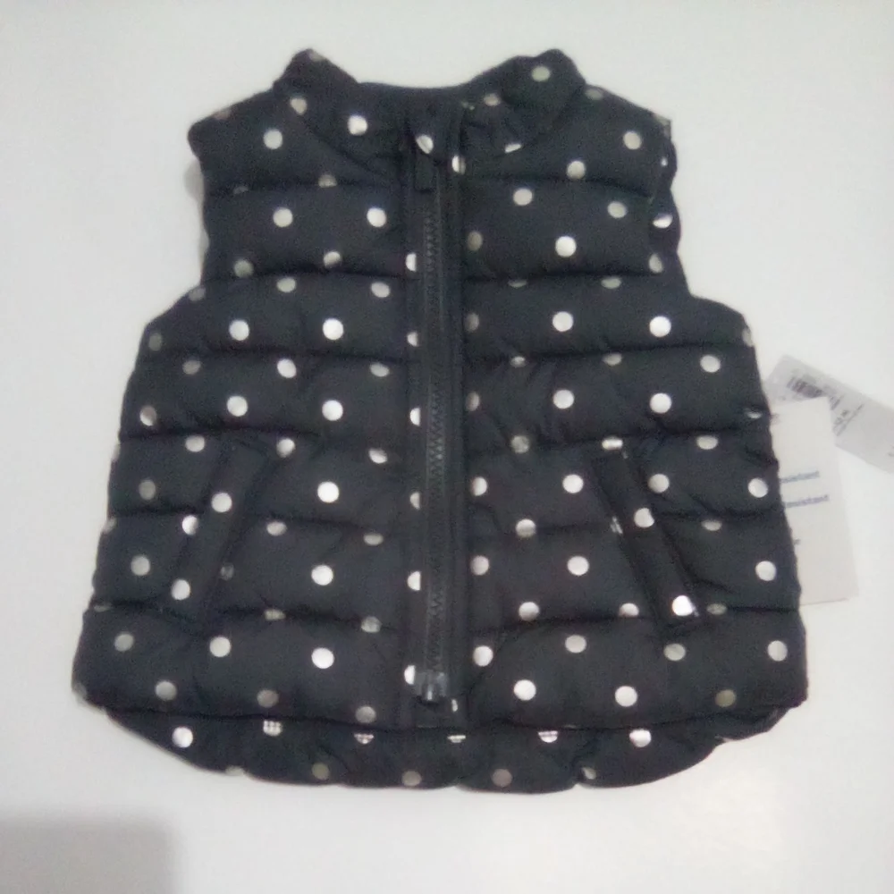 Old Navy Kids Polka Dot Puff Vest Jacket Size 6-12 M Outdoor